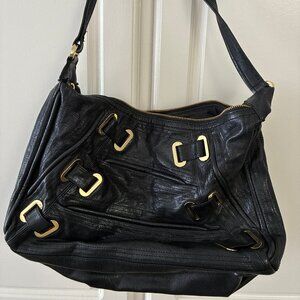 Treesje black leather shoulder bag